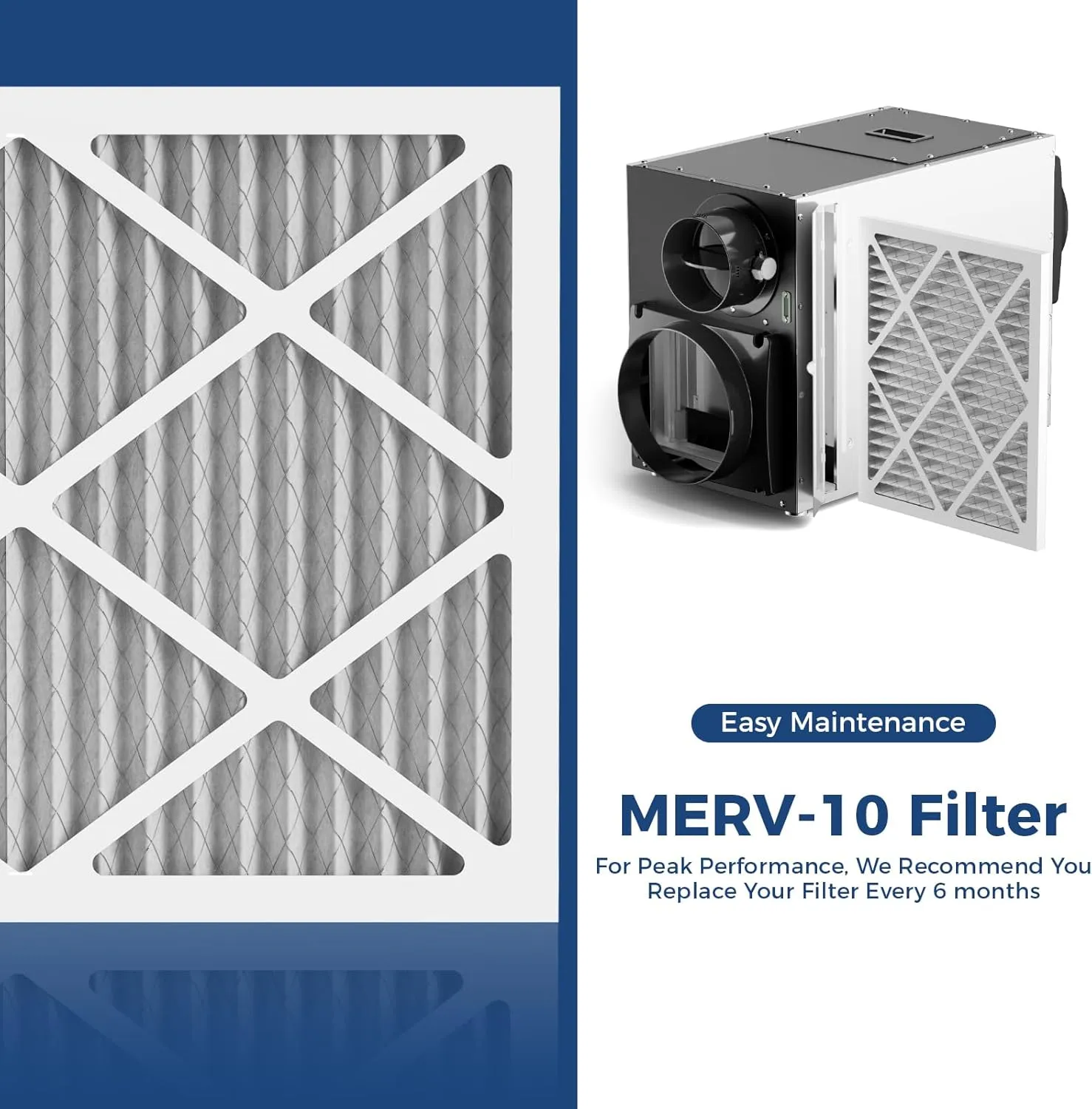 MERV-10 air filter system in AlorAir WHD 120 dehumidifier