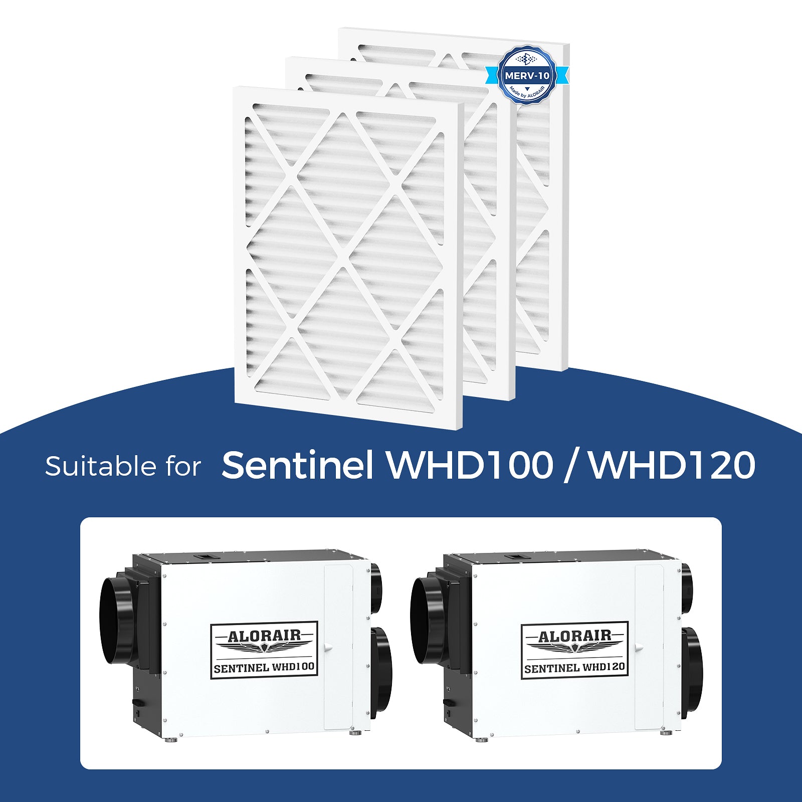 MERV-10 filter 3 pack for AlorAir Sentinel WHD100 and WHD120 whole house dehumidifier
