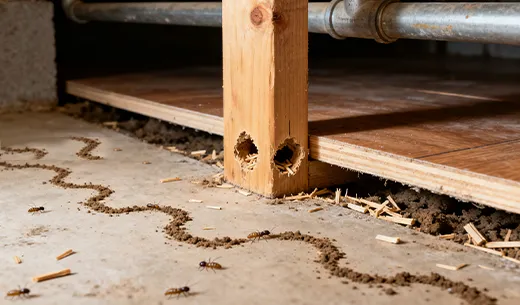 moisture buildup in crawl space causing mold and wood rot
