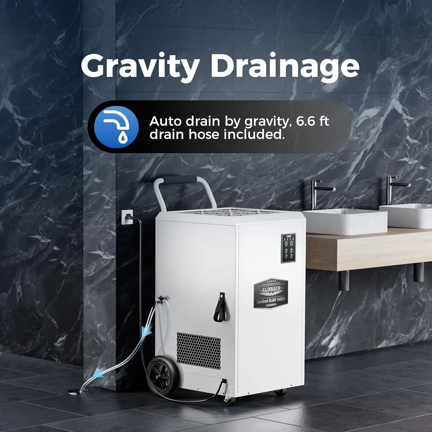 SLGR 1400X commercial dehumidifier with drain hose system